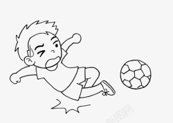卡通手绘小人物踢球摔倒素材