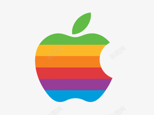 水晶苹果logo图标下载彩色条带苹果logo图标图标