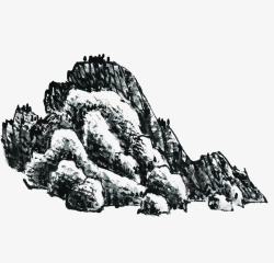 梅花山石水墨画中国风假山高清图片