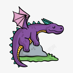 紫色翅膀的可爱恐龙矢量图素材