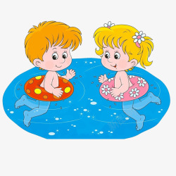 宝宝游泳男孩女孩在游泳高清图片