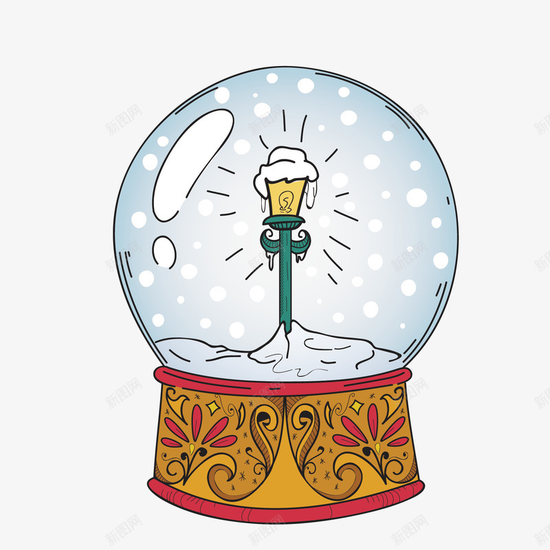 手绘圣诞玻璃球灯柱png免抠素材_88icon https://88icon.com 下雪 卡通 圣诞节 圣诞装饰 手绘 灯柱 玻璃球 透明