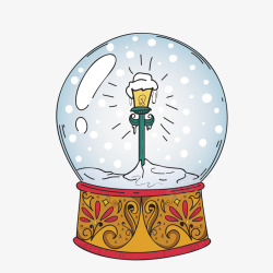 手绘圣诞玻璃球灯柱素材