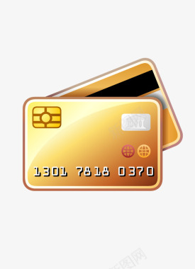 信用卡账单金色银行卡图标图标