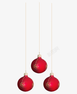 红色圣诞圆球悬挂素材