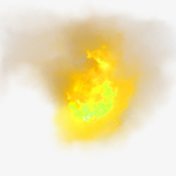 黄色爆炸火焰烟雾效果元素素材