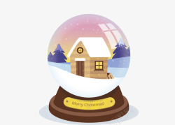 暖冬水晶球小木屋圣诞水晶球高清图片