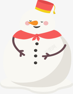 胖胖的冬天可爱雪人矢量图素材