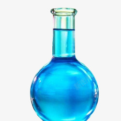 蓝色液体圆底烧瓶素材