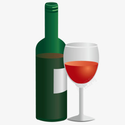 精美葡萄酒瓶与酒杯矢量图素材