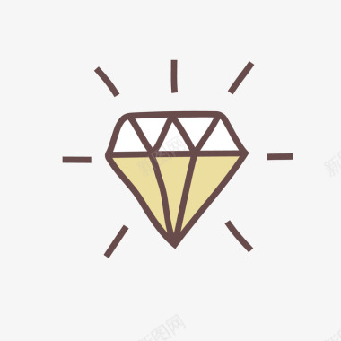 发光圈黄色发光的钻石图标图标
