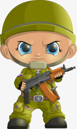 卡通可爱小人军事士兵素材