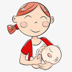 温馨卡通宝宝吃母乳素材