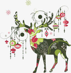 圣诞花纹麋鹿素材