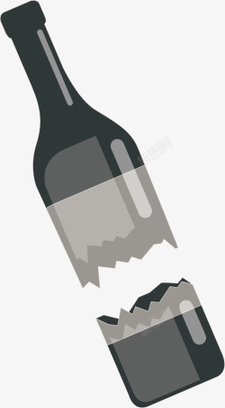 紫黑色葡萄酒酒瓶矢量图素材