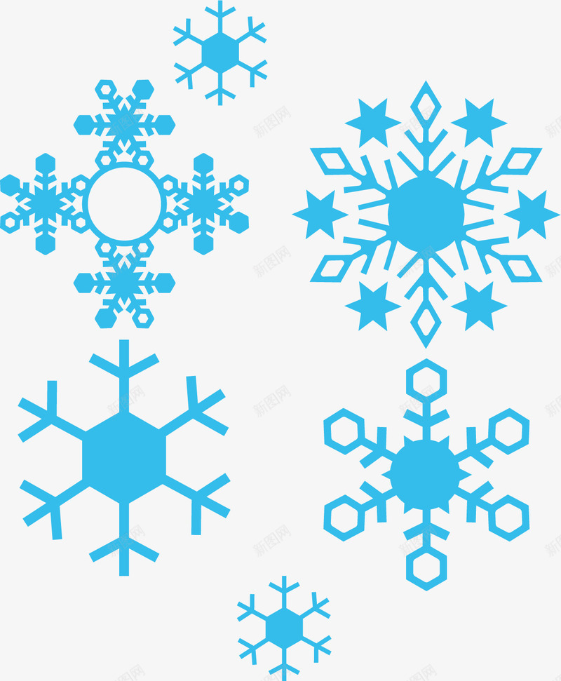 纯色雪花png免抠素材_88icon https://88icon.com 冬天雪花 圆弧 矩形矢量雪花库 蓝色