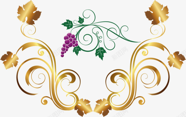 花纹婚礼葡萄酒酒标标识元素矢量图图标图标
