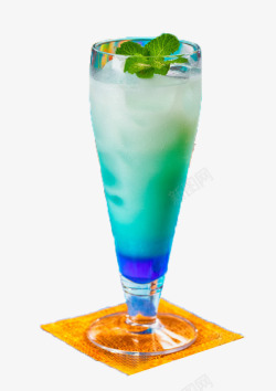 玻璃杯装蓝柑鸡尾酒素材