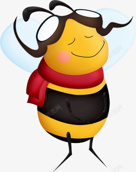 闭眼的小蜜蜂png免抠素材_88icon https://88icon.com 围巾 手绘 翅膀 蜜蜂 闭目养神 黄色