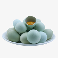 瓷碗里的绿壳鸡蛋素材