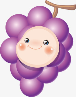 卡通创意水果可爱娃娃脸紫色葡萄素材