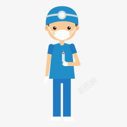 蓝色衣服护士人物矢量图素材