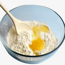 玻璃碗和勺子高筋面粉和鸡蛋高清图片