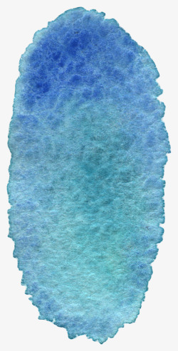 清新森系水彩蓝色椭圆形墨迹素材