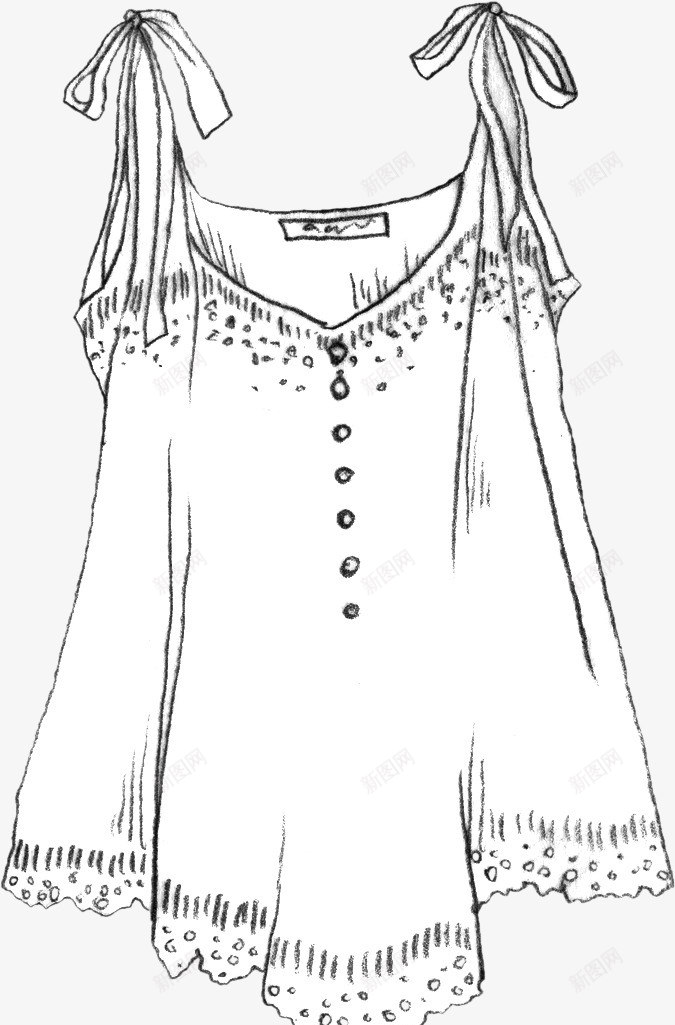 衣服png免抠素材_88icon https://88icon.com 卡通 可爱 女孩 手绘 衣服 连衣裙 黑白