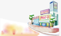 雪景冬天矢量图素材