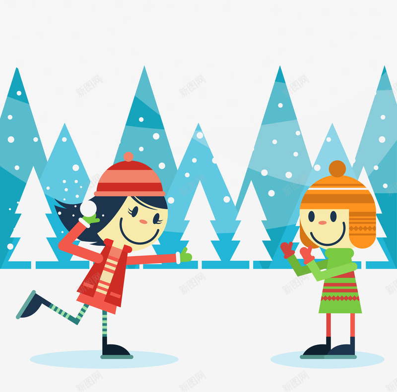 孩子玩雪插画png免抠素材_88icon https://88icon.com 下雪 孩子 插画 漫天飞雪 玩雪