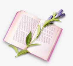 书本与花朵文艺风装饰素材