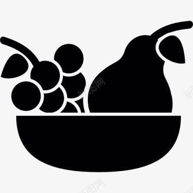 黑金刚水果免抠葡萄和梨放在盘子里图标图标