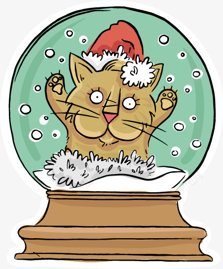 卡通被困玻璃球的圣诞猫png免抠素材_88icon https://88icon.com 下雪 卡通 圣诞节 戴圣诞帽 猫 玻璃球