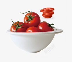 白色盘子里红色西红柿素材