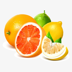 新鲜西柚橙子和柠檬素材
