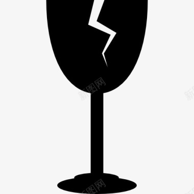 葡萄酒玻璃裂纹轮廓图标图标
