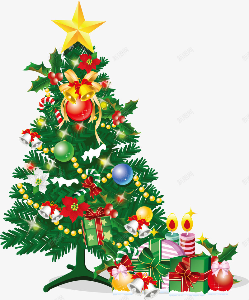冬日绿色彩球圣诞树png免抠素材_88icon https://88icon.com Christmas Merry 冬日树木 圣诞快乐 圣诞节 礼品 蜡烛 装饰图案