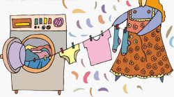 彩色洗衣机洗衣机晾衣服高清图片