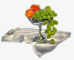 绿色葡萄桃子精致玻璃杯素材