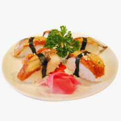 粉色花鳗鱼寿司餐饮食物素材