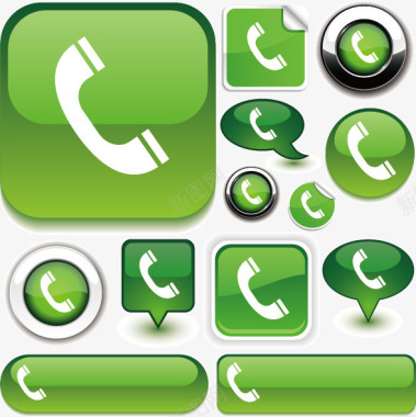 绿色花朵png绿色电话按钮图标图标