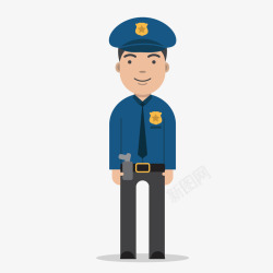 蓝色衣服警察形象矢量图素材