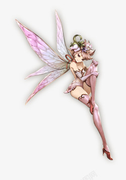 卡通蜻蜓翅膀女战士素材