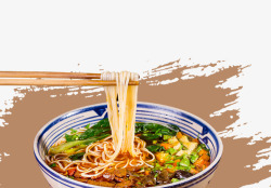 棕色筷子卡通龙须面美食装饰高清图片
