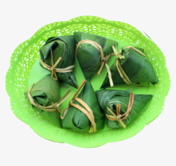 绿色塑料盘里的粽子素材