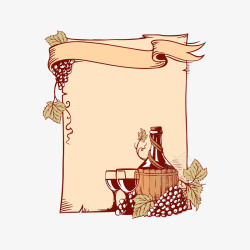 葡萄和葡萄酒创意图案矢量图素材