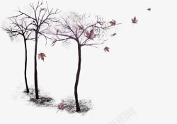 枫树树叶墨迹装饰图案素材