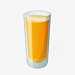手绘玻璃杯装橙汁矢量图素材