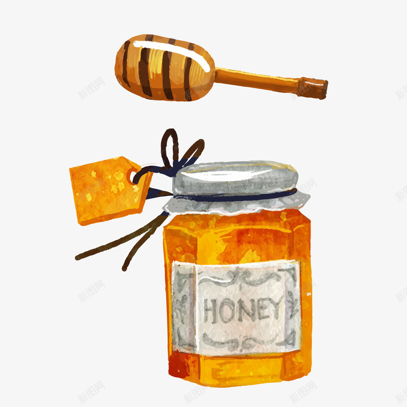 手绘玻璃罐中的蜂蜜png免抠素材_88icon https://88icon.com 卡通蜂蜜 玻璃罐 甜食 背景装饰 蜜糖